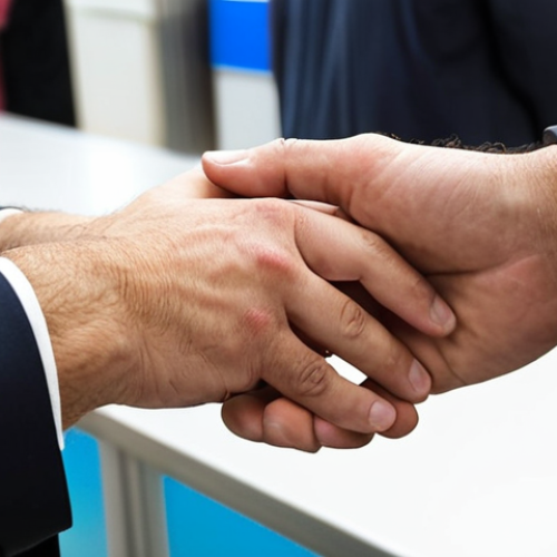 Home 15 **
A close-up shot of a security agent's hands expertly patting down a passenger. Focus on the professional and respectful nature of the action. The passenger's face is partially visible, showing a calm and cooperative demeanor. The background is a blurred airport security checkpoint scene with other travelers and security personnel visible. The lighting is bright and clear, highlighting the meticulousness of the search.
**