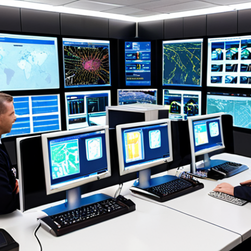 Home 14 **
Prompt: Airport security control room, multiple screens displaying real-time data, AI analysis, biometric scans, diverse team of security personnel collaborating, focused and alert, modern technology, bright and professional atmosphere, emphasis on information sharing and coordinated response, dynamic angle.
**